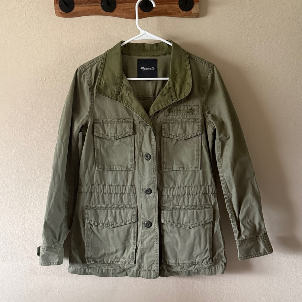 Madewell Olive Green 100% Cotton Field Utility Jacket Drawstring Waist size S